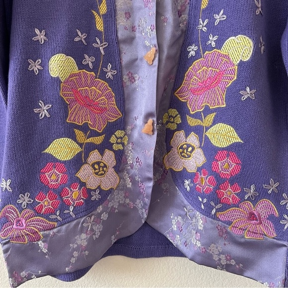 NWT Deadstock Vintage 90s Flowers in the Temple Funky Grandma Cardigan SZ Medium - Picture 4 of 16